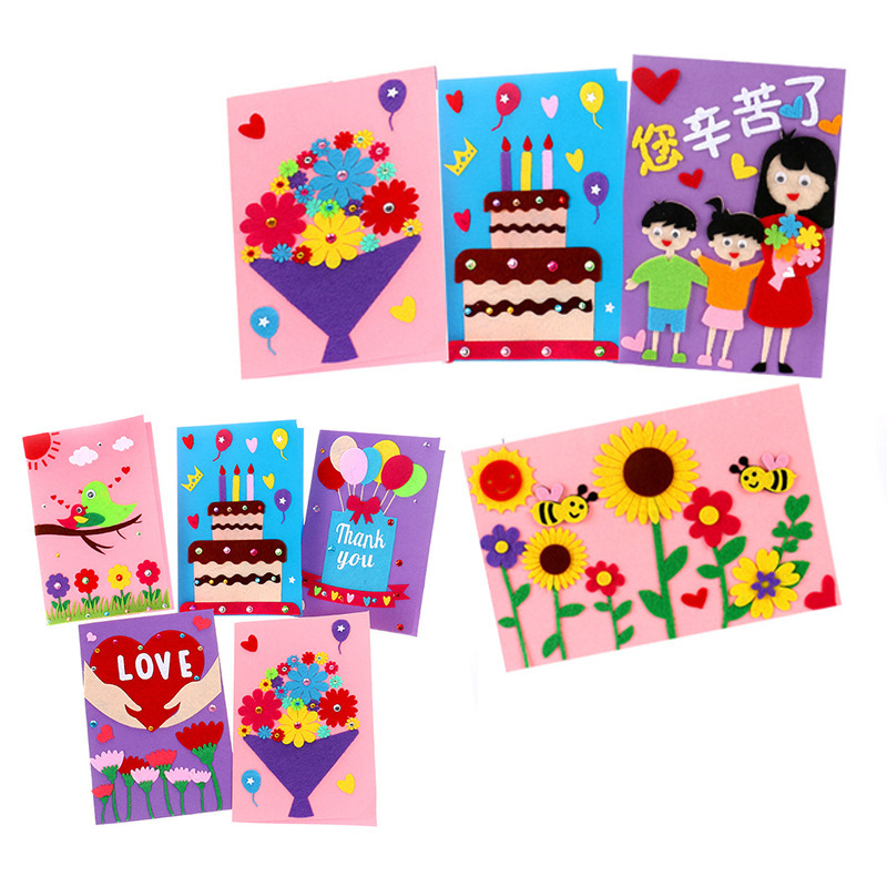 보라색 DIY 추수감사절 카드 4개