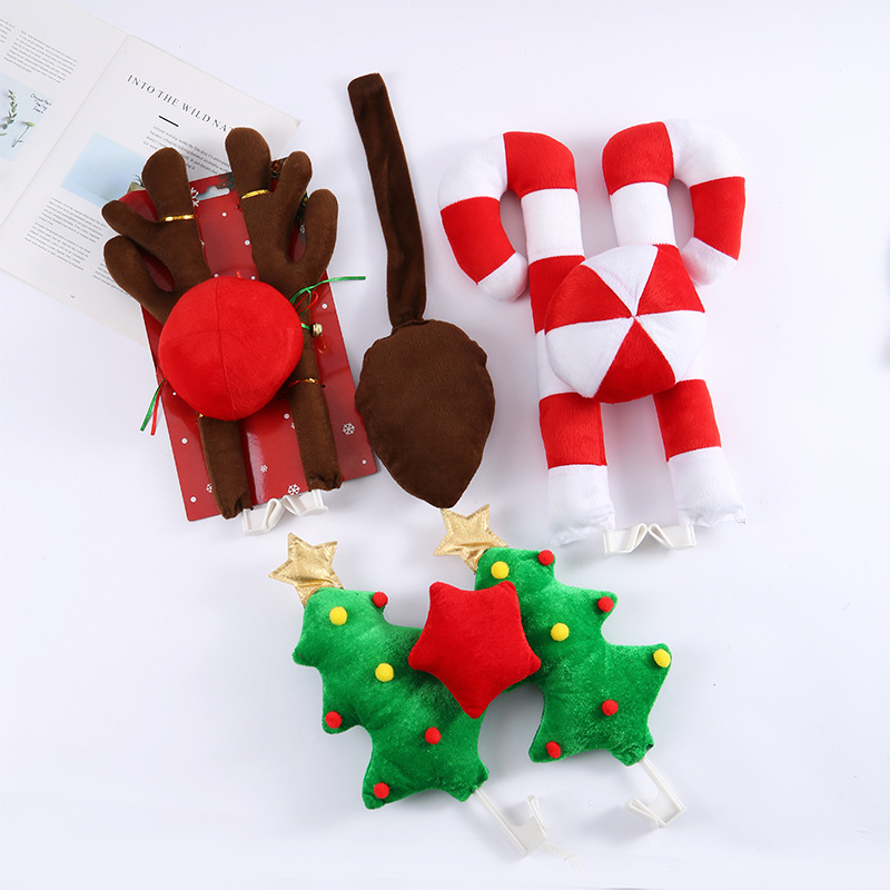 cross-border new arrival christmas car antlers christmas creative car decoration crutches christmas tree car decorations