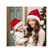 过新年婴儿红色宝宝圣诞睡帽针织帽子儿童成人礼物圣诞节拍照道具