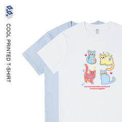 トレンディなブランドメンズ日本のかわいい猫半袖 T シャツ女性の夏の新しい新鮮な年齢を減らすルーズカップルトップス男性用