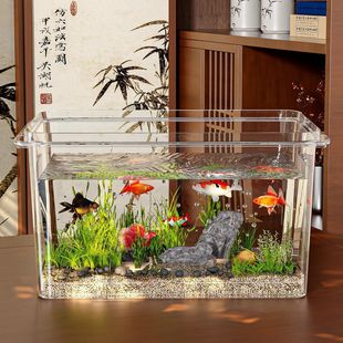 Transparent imitation glass fish tank small desktop landscaping tank office goldfish small turtle breeding tank household plastic tank