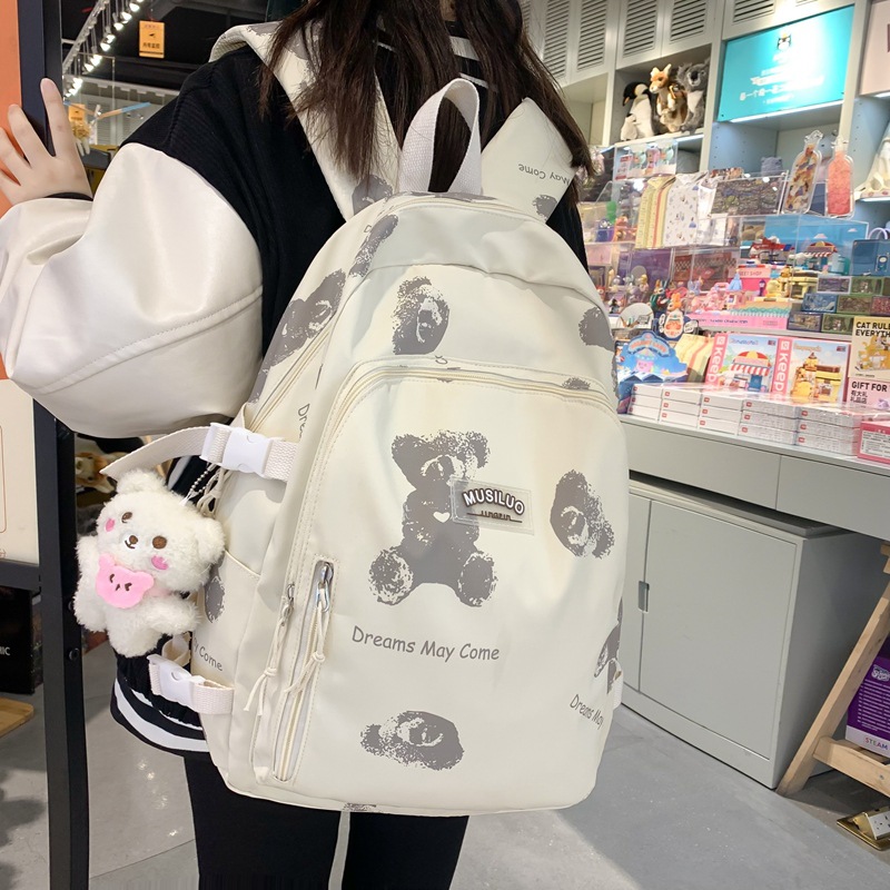 New Large Capacity Instagram Printed Book Bag for Female High School and College Students Computer Backpack_voghion.com