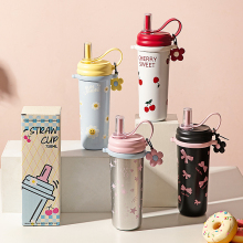 摩登同款316l保温杯女高颜值保温保冷两用带背带可手提不锈钢水杯