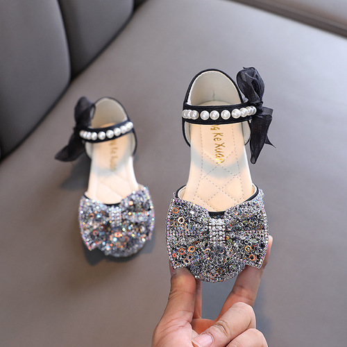 2024 Autumn New Korean Version Princess Girls Student Baby Children's Leather Shoes Trendy Small, Medium and Big Children