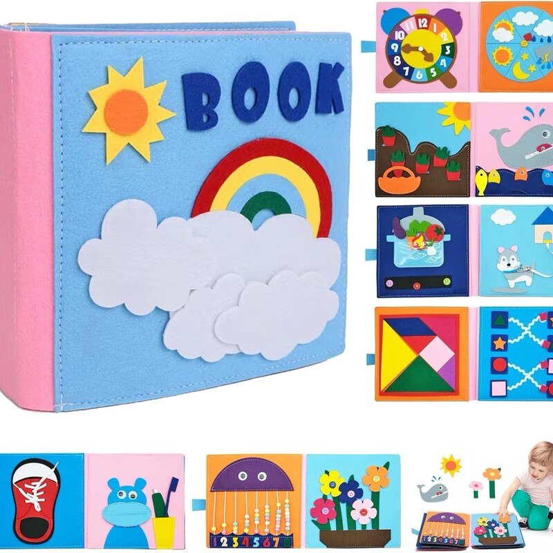 Rainbow Felt Cloth Book Early Education Educational Quiet Book Montessori Washable Children's Felt Learning Board Busy Board Toy Rainbow Felt Cloth Book Early Education Educational Quiet Book Montessori Washable Children's Felt Learning Board Busy Board Toy