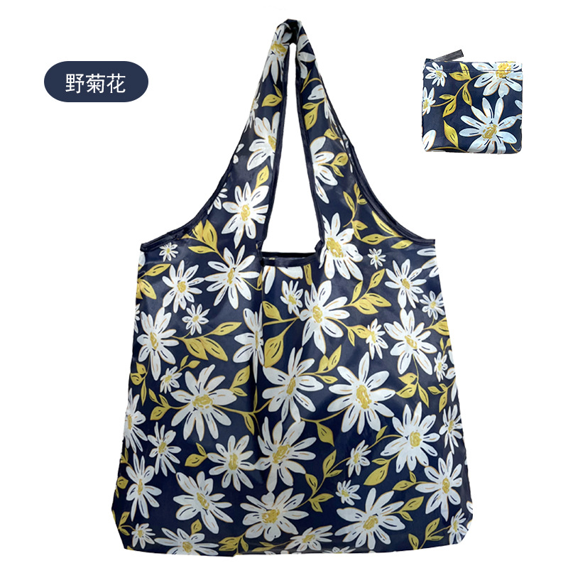 En stock pelo rápido Grande 190T tela de flores bolsa de compras Portátil Bolsa de poliéster bolsa plegable al por mayor bolsa de regalo publicitario
