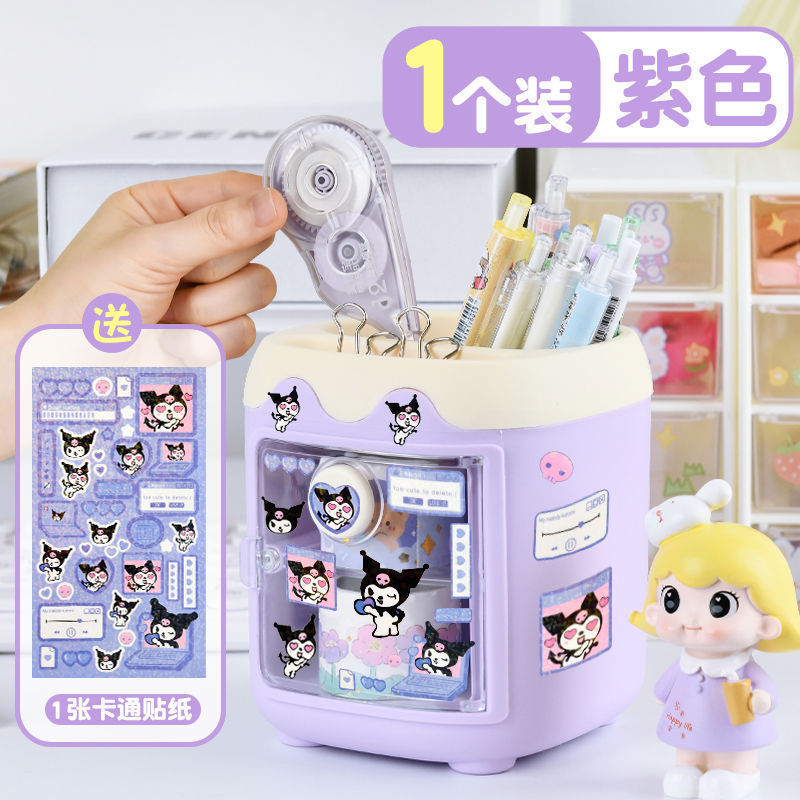 漫画クリエイティブかわいい豚ペンホルダー引き出し付きオフィス学生収納ホルダー大容量高価値収納ペンホルダー|undefined