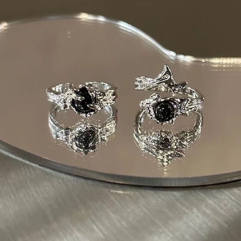 Original Design Dark Style Ring Retro Style Tail Ring Couple's Pair Ring Men's and Women's Fashion Hip Hop Adjustable