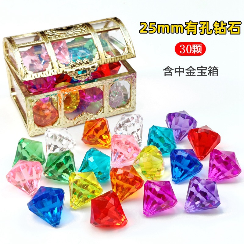 Transparente Cofre del Tesoro + 2,5 agujeros con 30 Diamantes