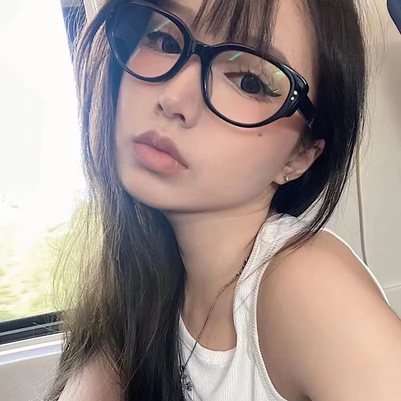 新款潮流猫眼眼镜复古欧美防蓝光素颜神器辣妹抖音直播平光镜批发