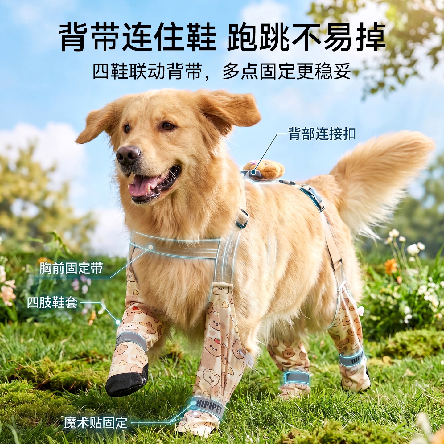 Zapatos para mascotas, cinturón de zapatos, anti-caída, anti-desgaste, impermeable, zapatos para perros grandes y medianos, anti-sucio, zapatos para perros de cuatro estaciones