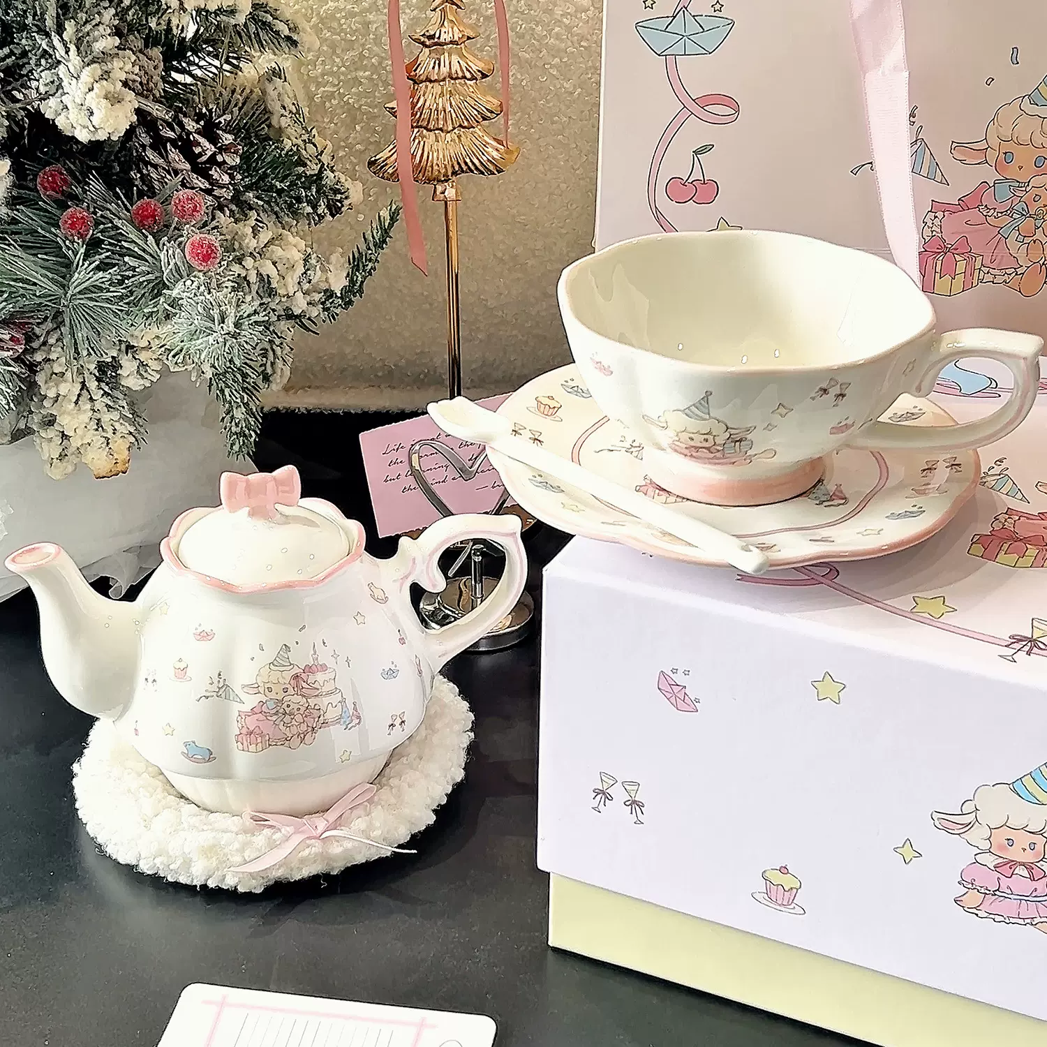 慢如旧-蛋糕羊子母壶茶杯伴手礼女生高颜值下午茶具套装咖啡杯子