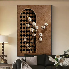 Murdered Chinese-style living room decoration painting, French retro sofa background wall hanging, floor painting, artistic entrance painting