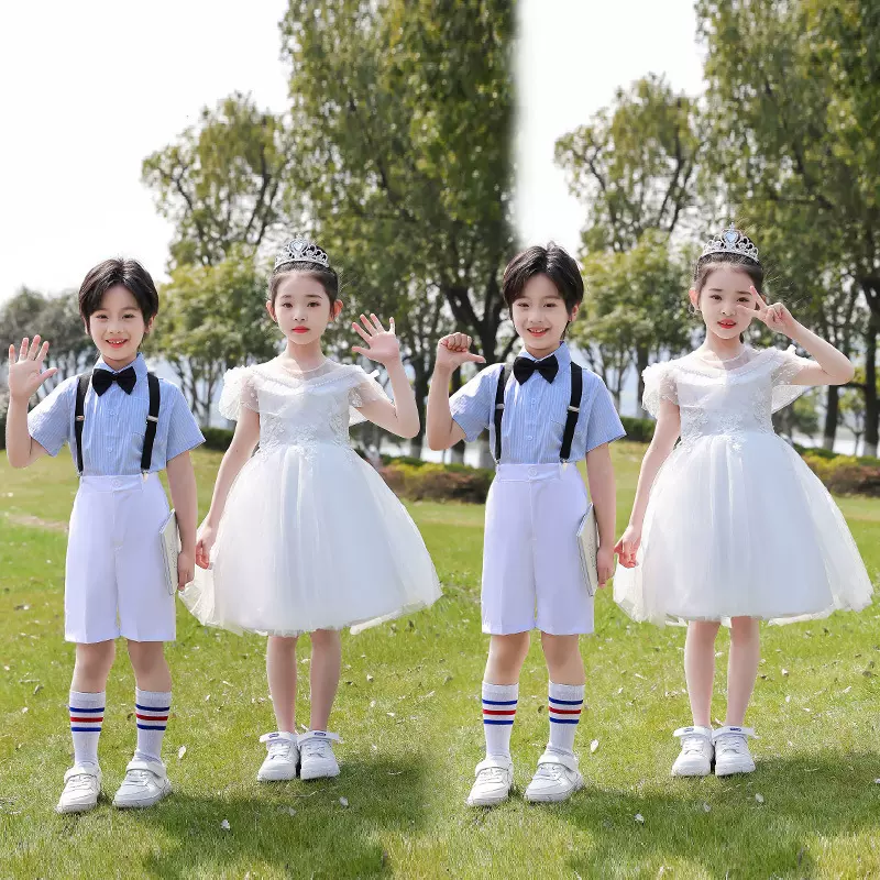 六一儿童合唱演出服男女童小学生朗诵礼服女童舞蹈蓬蓬裙表演服装
