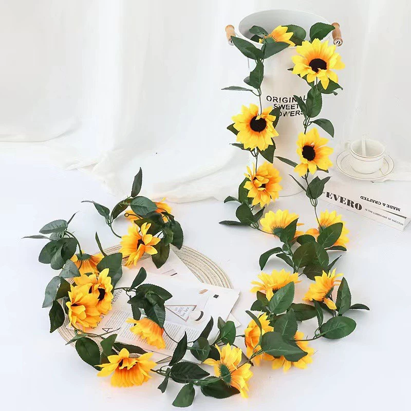 Artificial sunflower 26-head sunflower vine fake flower for home decor, homestay balcony decor, vine supplier wholesale