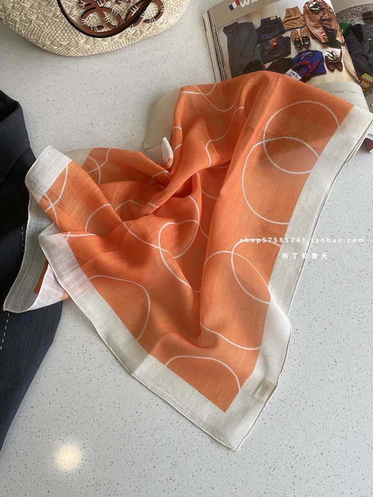 綿麻方巾合集 ~ 超多色柄砕花波点襟巾文芸森系頭巾髪帯包帯女