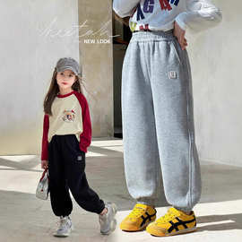 图图小象女童春装裤子2026春秋新款儿童运动卫裤修身束脚校服长裤