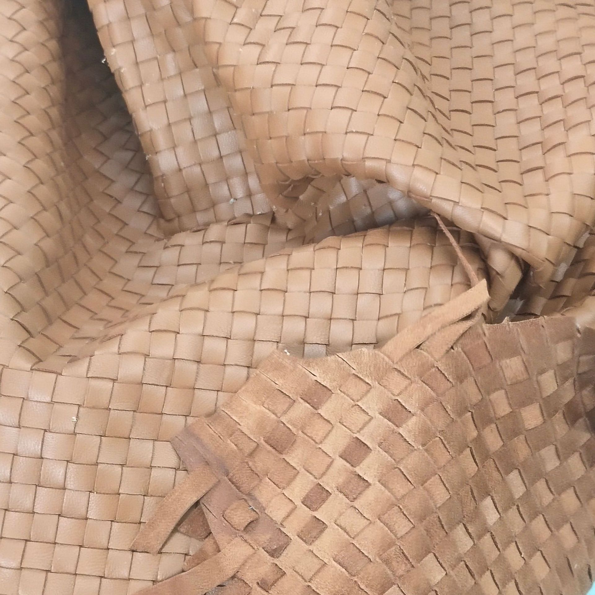 手工牛皮编织皮革家具饰品面料钩针编织网袋真头层牛皮