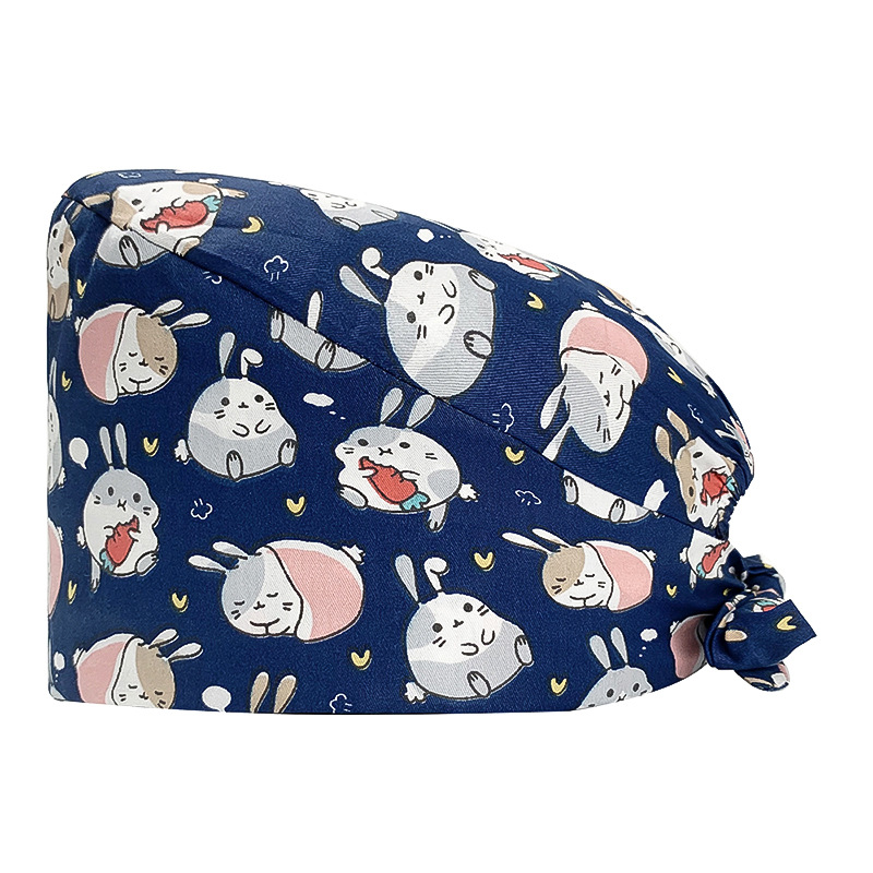 Gorro quirúrgico de algodón puro de las mujeres impreso ajustable calabaza tapa confinamiento quimioterapia a prueba de polvo puntera enfermera trabajo sombrero hombres