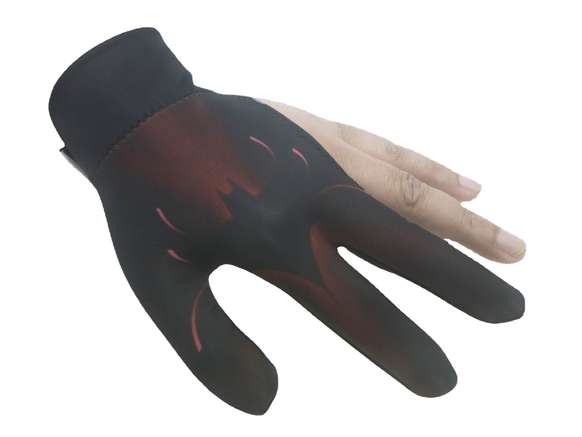 Alto elástico antideslizante resistente al desgaste transpirable de tres dedos guantes de billar guantes sunoke guantes de billar al por mayor