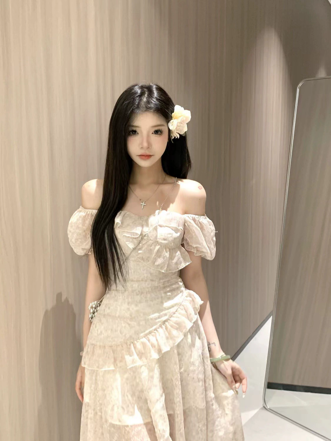 «Оригинальное качество молнии внутри» Цветочная Платье Женская весна Летний дизайн Сладкая талия Тонкая принцесса