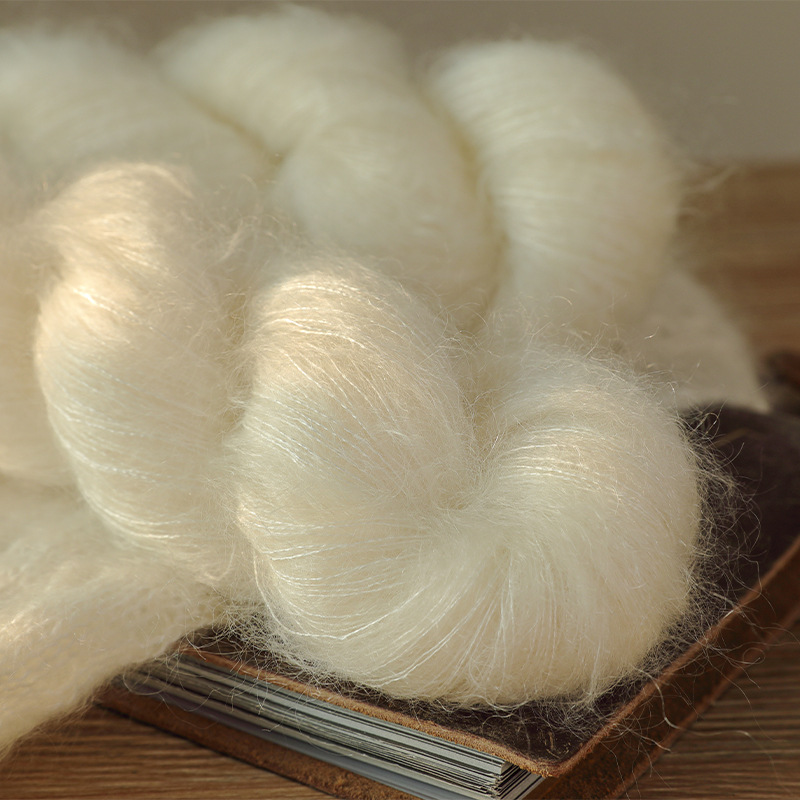 华飞 白厂丝幼马海 单股50g/425m真丝桑蚕丝马海 手染线专用线胚