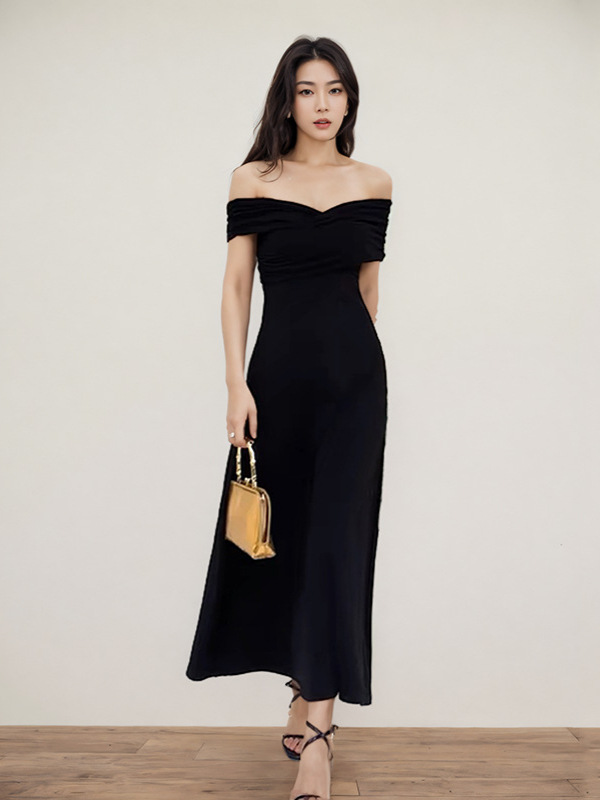 Elegant long summer black dress
