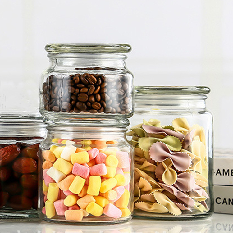 圆形玻璃罐密封罐透明零食饼干罐750ml玻璃瓶储物罐玻璃制品批发