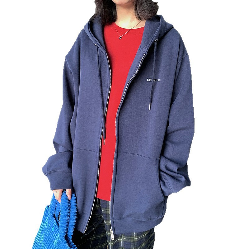 韩系连帽卫衣外套女2025秋冬新休闲开衫拉链加厚卫衣宽松显瘦上衣|undefined