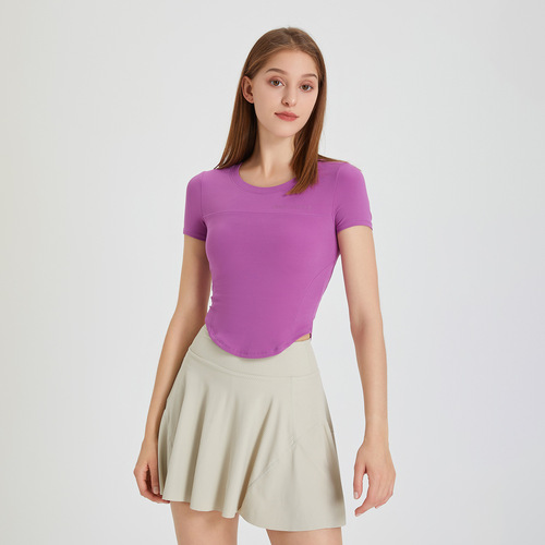 Sports short-sleeved women's quick-drying slimming running yoga wear T-shirt round neck skin-friendly breathable sports fitness top