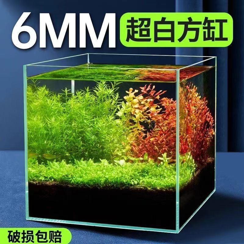 金晶超白方缸玻璃鱼缸桌面客厅小型斗鱼乌龟缸造景懒人养|undefined