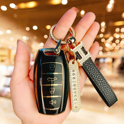 Special Haval Key Case for Haval – Car key bag - onyx-blacksingle-case-h-diamond-black-rope-number-card
