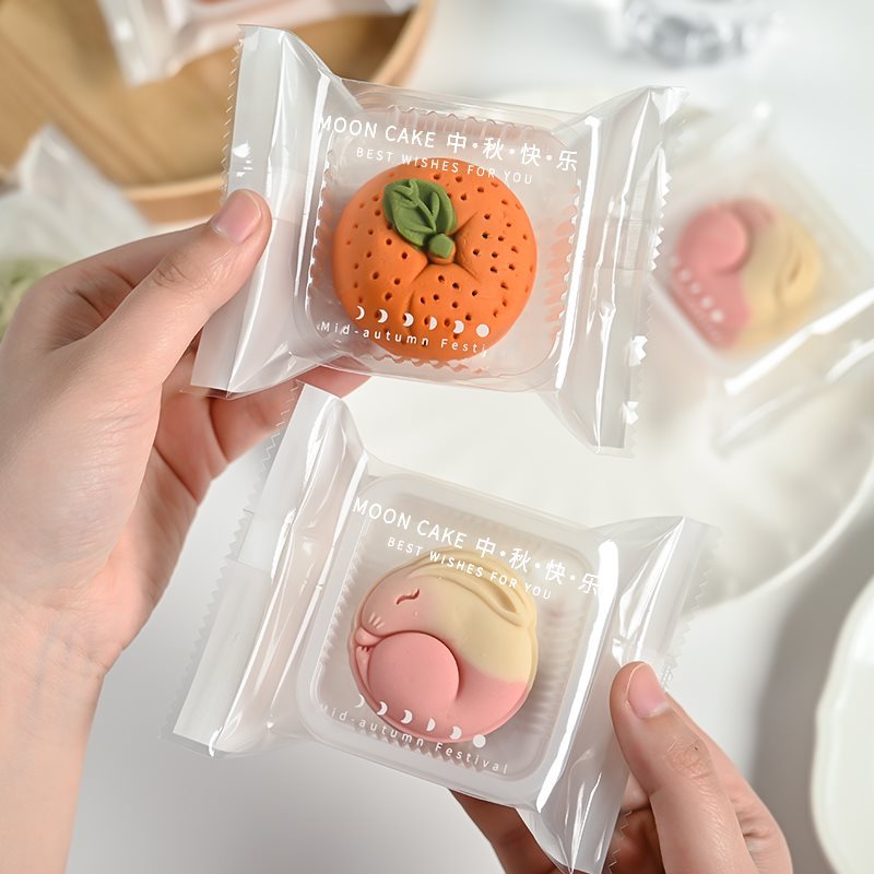 新款克2024中秋冰皮月饼包装袋带托袋单独75g自封机封50蛋黄酥内