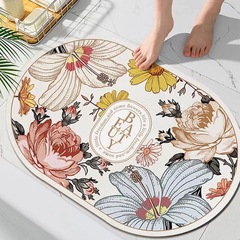 American flower household bathroom bathroom non-slip mat water-absorbent diatom mud floor mat quick-drying non-slip door mat
