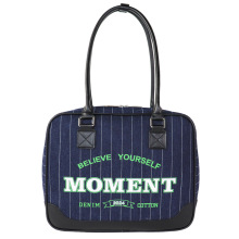 BLD单肩包包女士轻奢高级感腋下包定制刺绣牛仔帆布手提皮包保龄