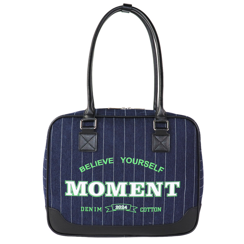 BLD单肩包包女士轻奢高级感腋下包定制刺绣牛仔帆布手提皮包保龄