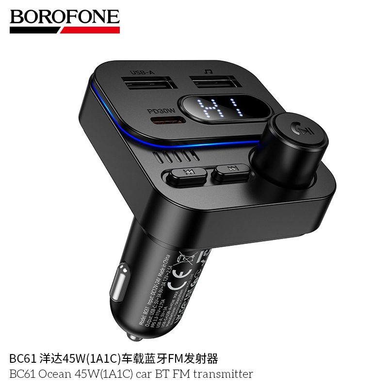 BOROFONE BC61 Car Bluetooth FM Transmitter 46W Fast Charging Dual Port MP3 Player Wireless Receiver