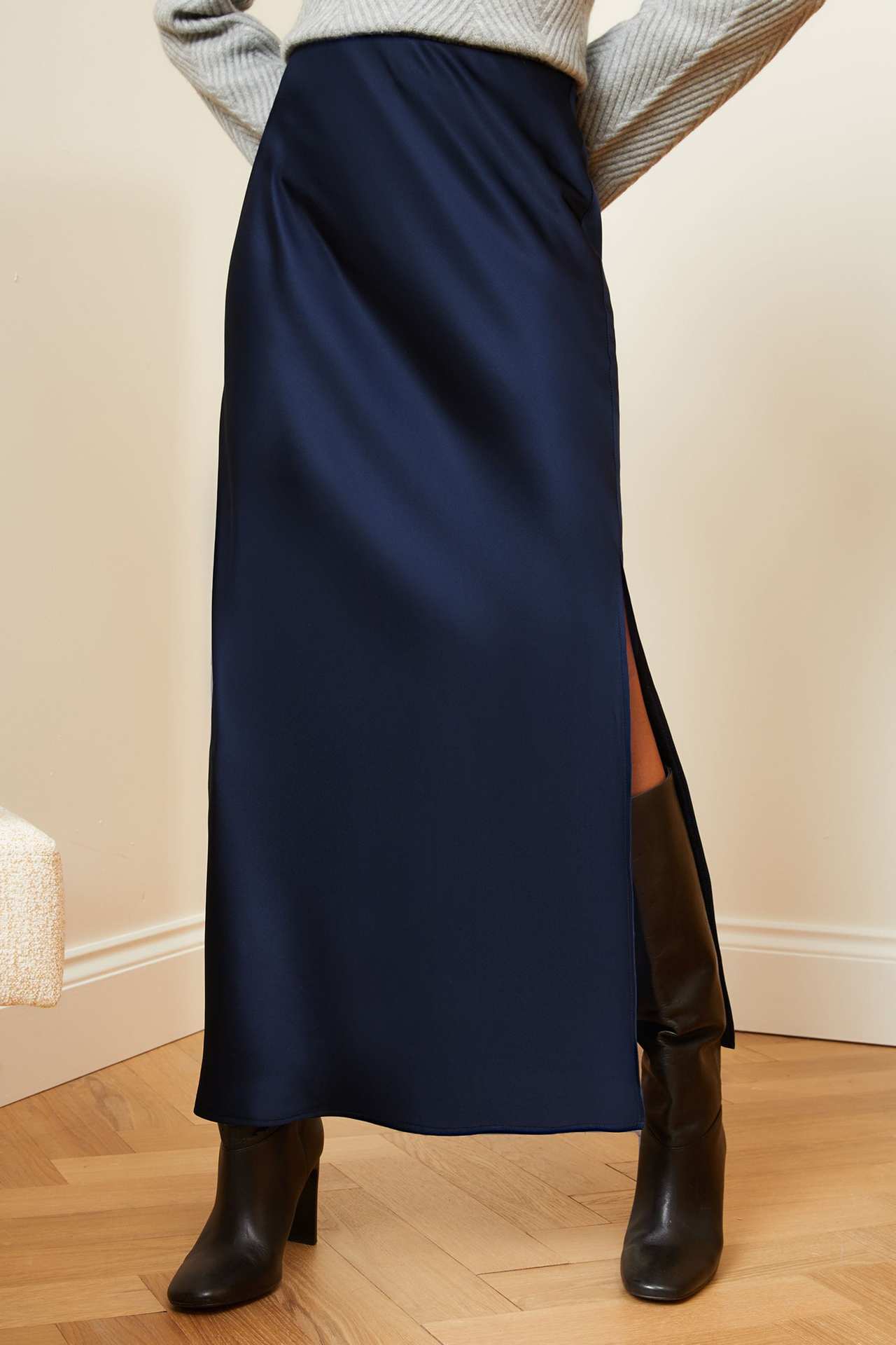 L'Été Le Printemps Rétro Style Classique Couleur Unie Polyester Robe Mi-Longue Jupes display picture 25