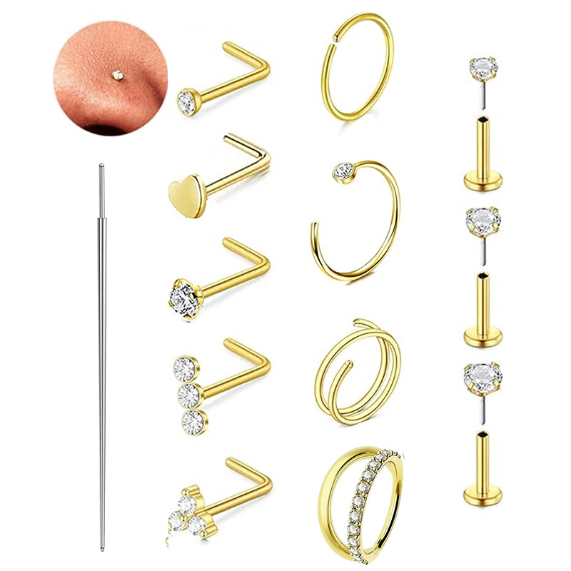 Silver pointed spike labret stud material detail