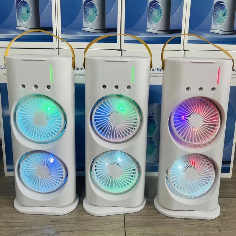 ミニ水冷空調ファン家庭用屋外ポータブル小型加湿空冷ファンオフィス充電式ダブルスプレーファン|undefined