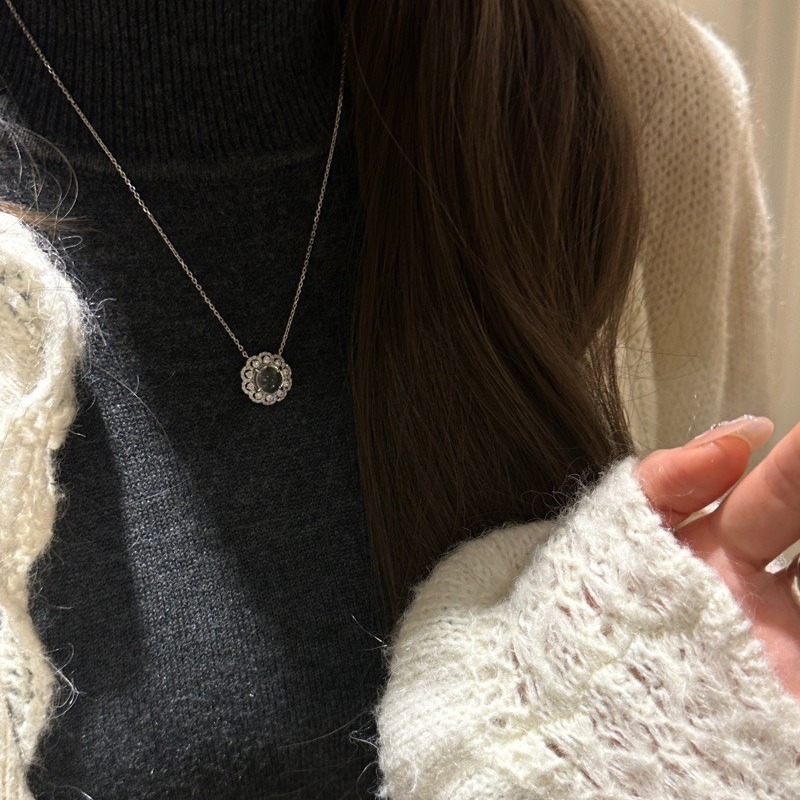 Collier en argent pur pour tout le corps avec chaîne de clavicule en jade et mousse d'eau, bijoux Xiancan, nouveauté, luxe léger, vent frais_voghion.com