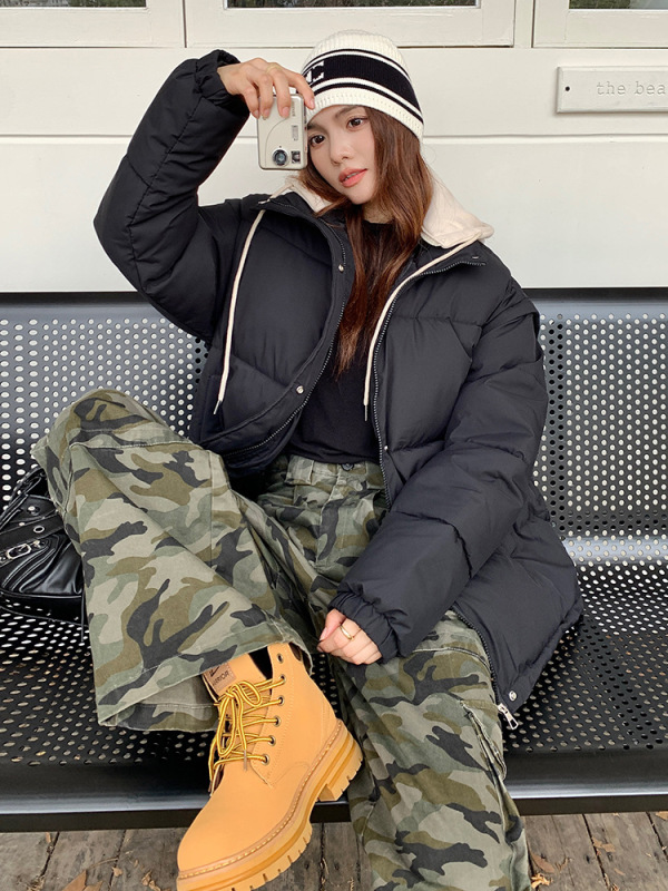 可拆卸袖子假两件羽绒棉服女冬季新款宽松学院风百搭马夹两穿外套|undefined