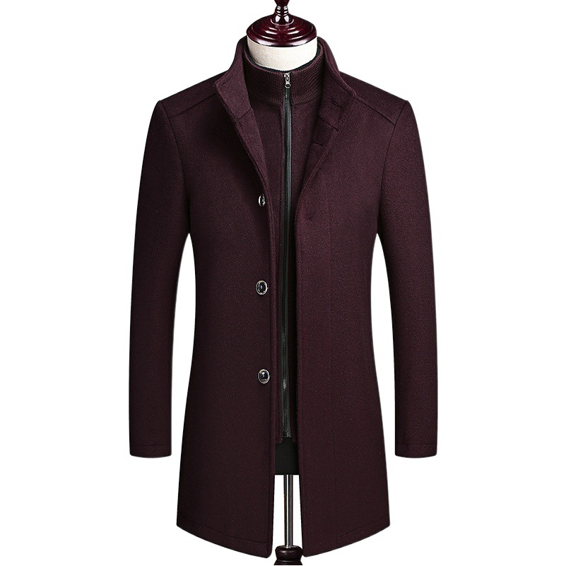 Comercio exterior transfronterizo Abrigo de lana para hombres Abrigo de lana de longitud media Doble cuello Chaleco desmontable Forro Abrigo de lana