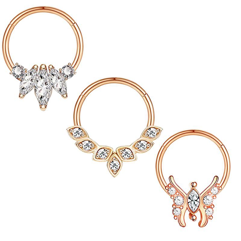 Nose Rings & Studs Piercing Type 3 Pieces Ear Cartilage Rings & Studs Simple Style Classic Style Solid Color 304 Stainless Steel Inlay Zircon Nose Rings & Studs