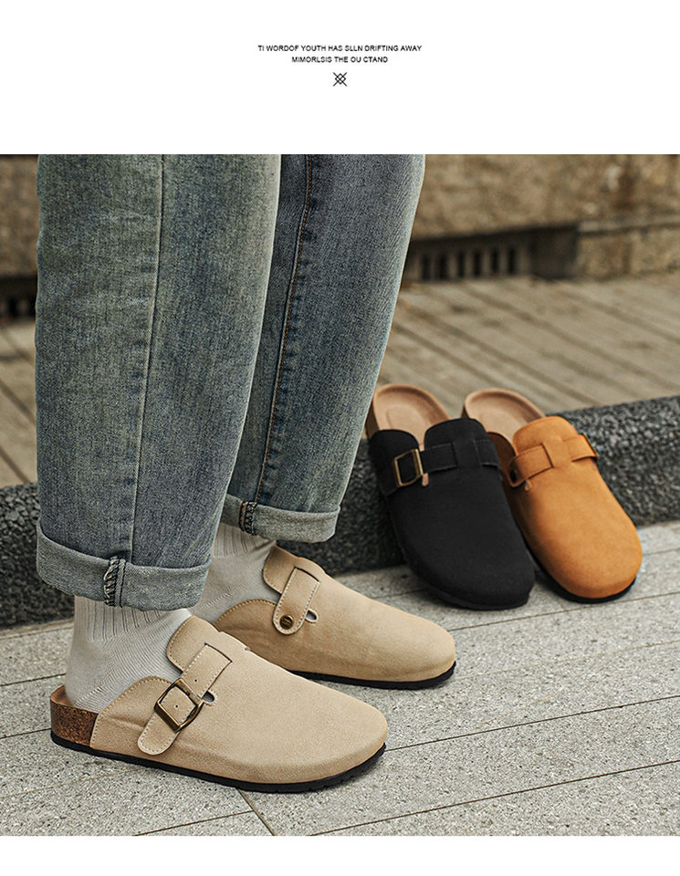 Dép bít mũi nam đế EVA lười thời trang đi trong nhà và ngoài trời — Màu đen, Nâu vàng, Trắng be chi tiết 2
