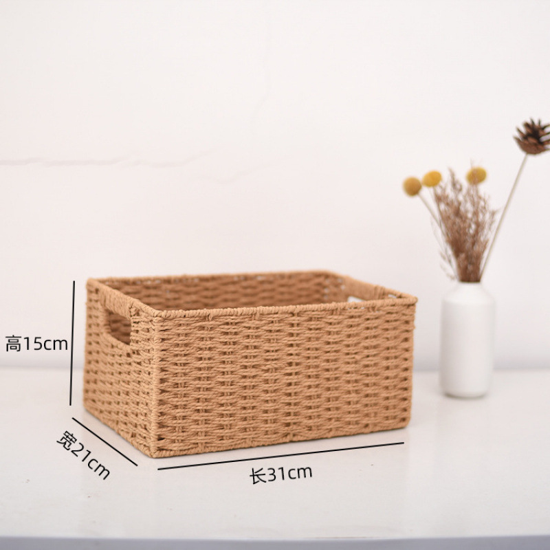 armario doméstico cajón caja de almacenamiento canasta de tela de caña snack juguetes caja de acabado de artículos canasta de tela image 8