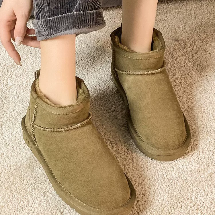 [Broken code clearance] New snow boots female fur all -round cowhide cotton cotton shoes thickened and warm spot wholesale