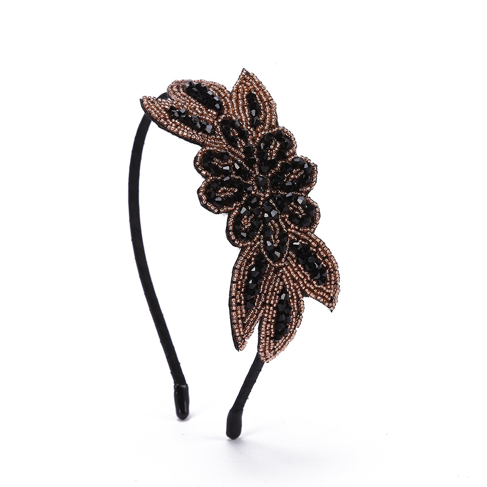 Europea y americana elegante reina retro étnico hecho a mano con cuentas rhinestone diadema personalidad bohemia diadema horquilla de viaje