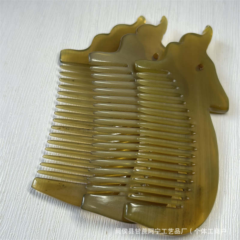 Yak Horn Comb Elephant Fine Tooth Scalp Massage Comb 10-15CM Engraved Gift preparation