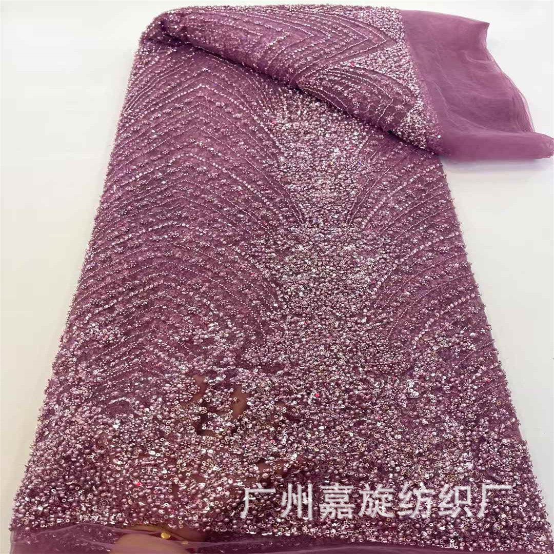 Comercio exterior transfronterizo spot industria pesada cadena de tela con cuentas bordado con cuentas de alta calidad vestido de novia tela de traje image 4